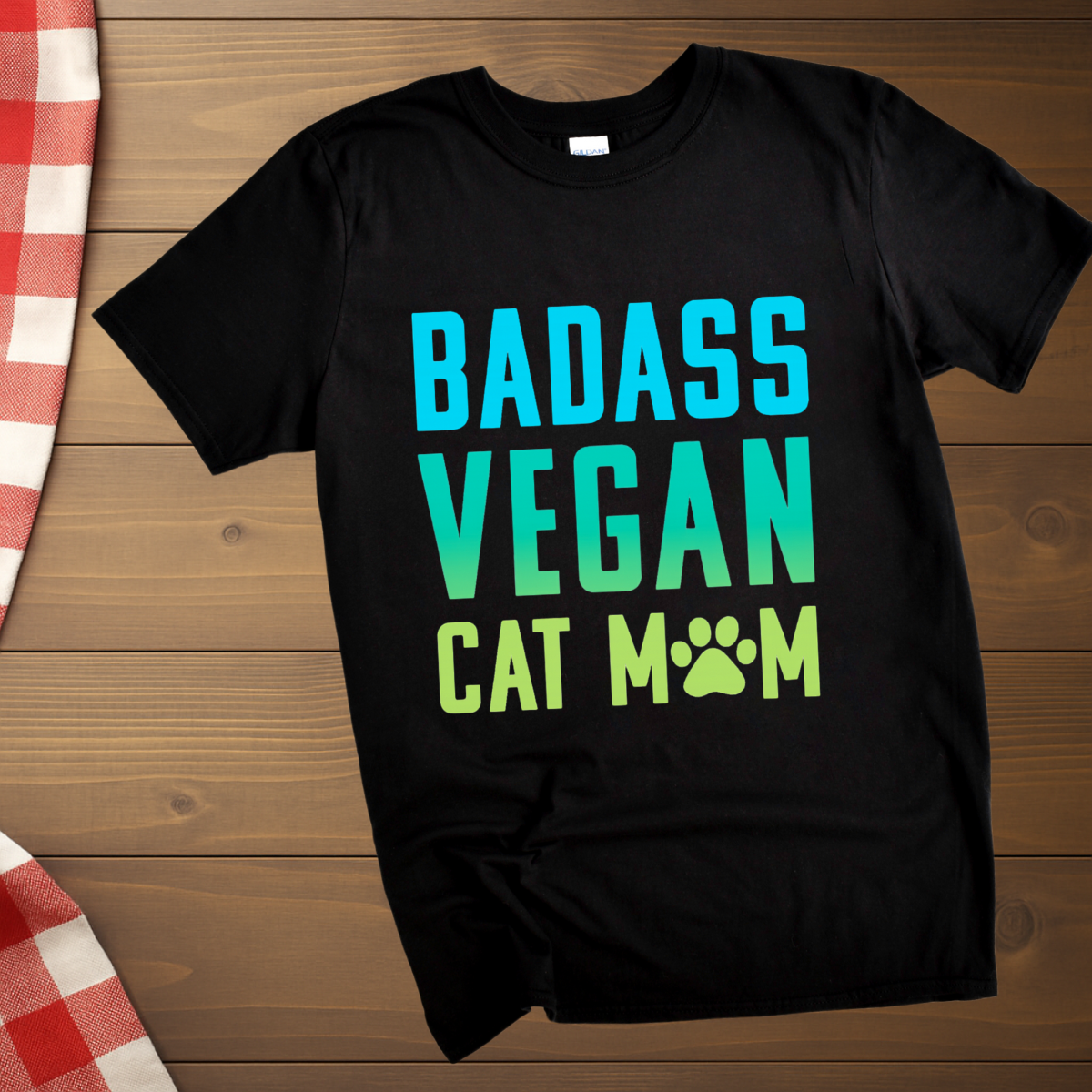 Badass Vegan Cat Mom T-Shirt