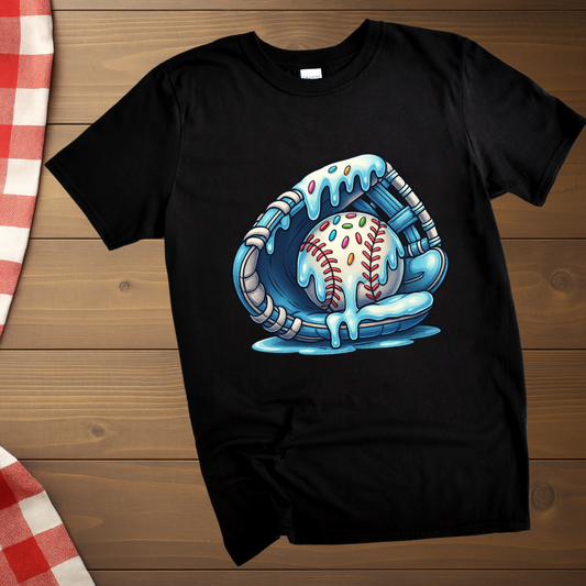 Baseball gloves melting Ice cream T-Shirt