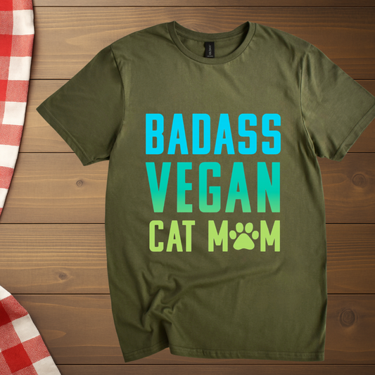 Badass Vegan Cat Mom T-Shirt
