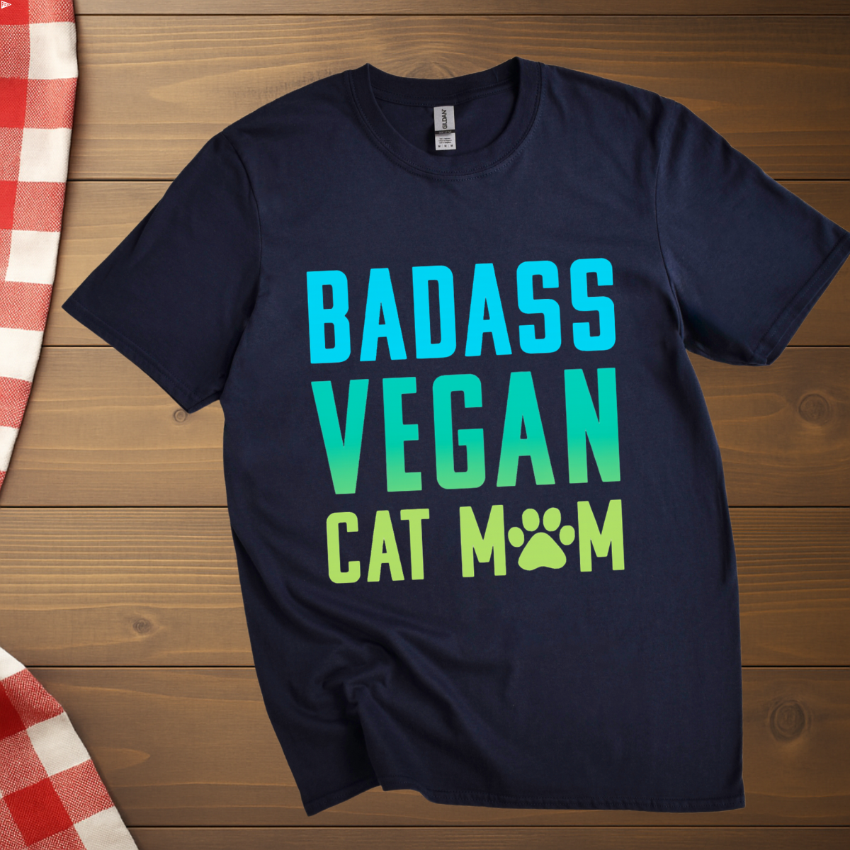 Badass Vegan Cat Mom T-Shirt