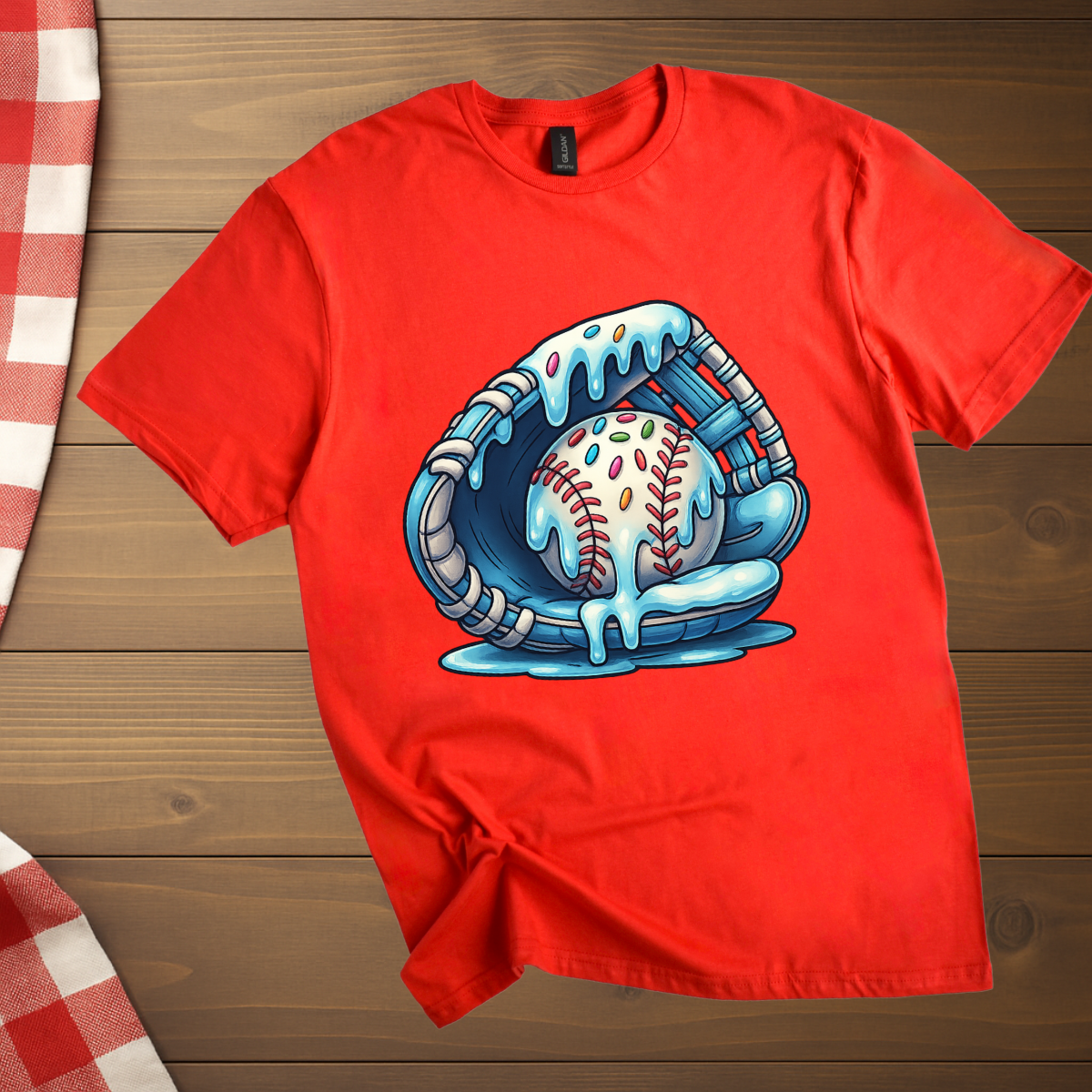 Baseball gloves melting Ice cream T-Shirt
