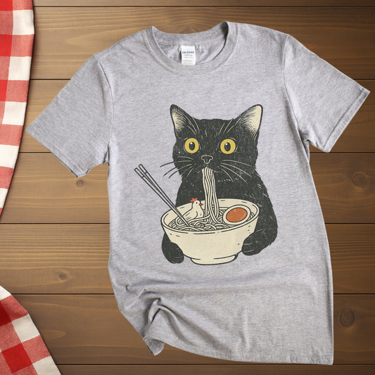 Ramen Meowster Black Cat T-Shirt
