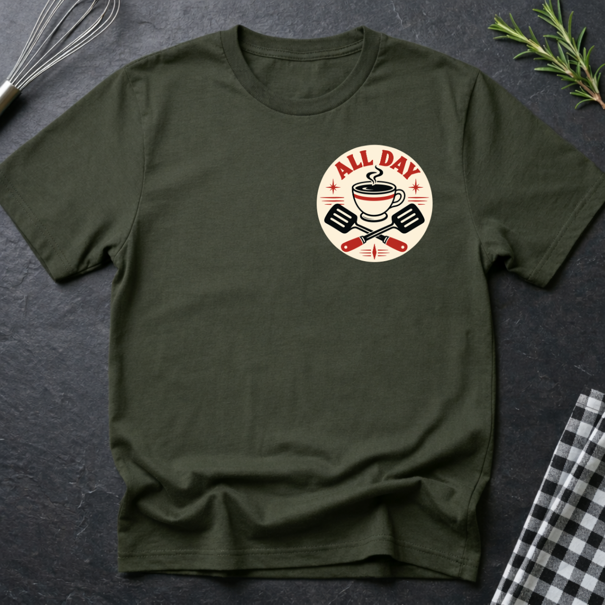 All Day Caffeinated Chef Emblem T-Shirt