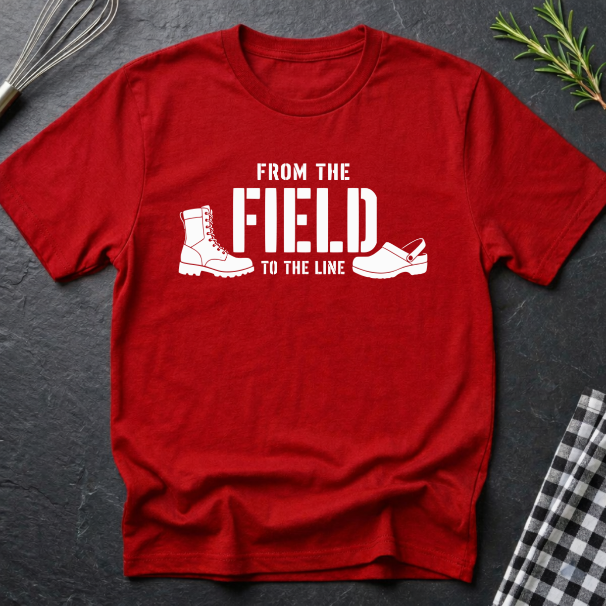 From the field to the line, Military to Chef T-Shirt