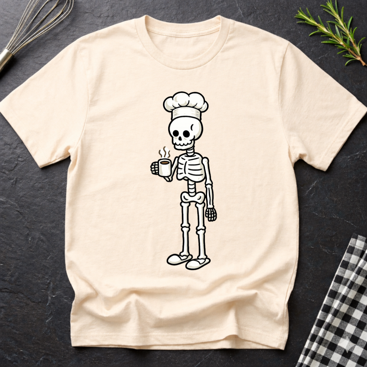 Coffee Addict Skeleton Chef T-Shirt