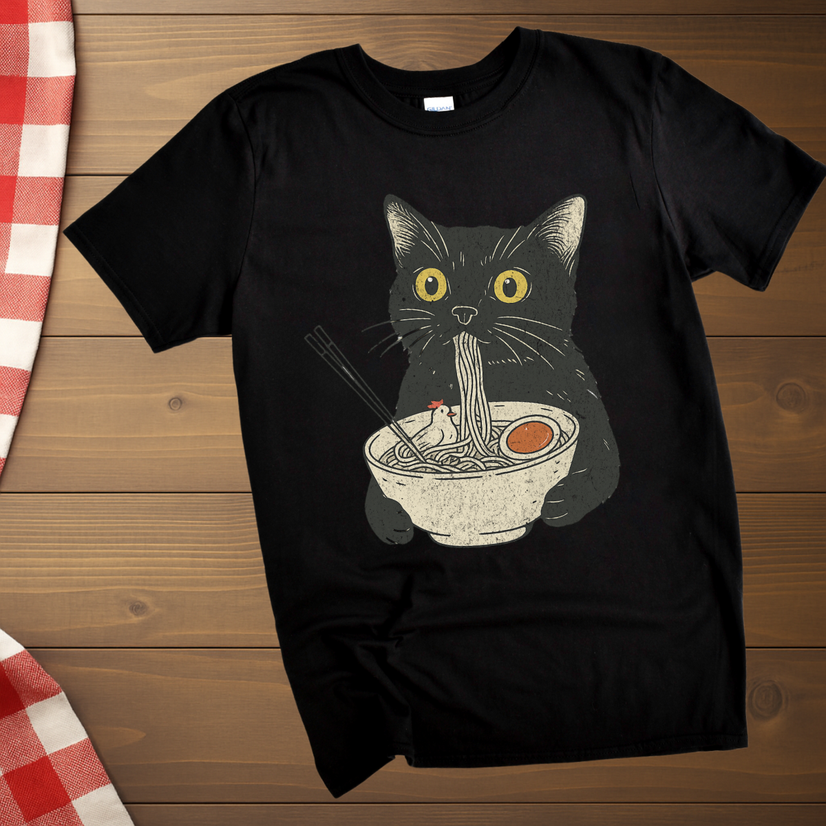 Ramen Meowster Black Cat T-Shirt