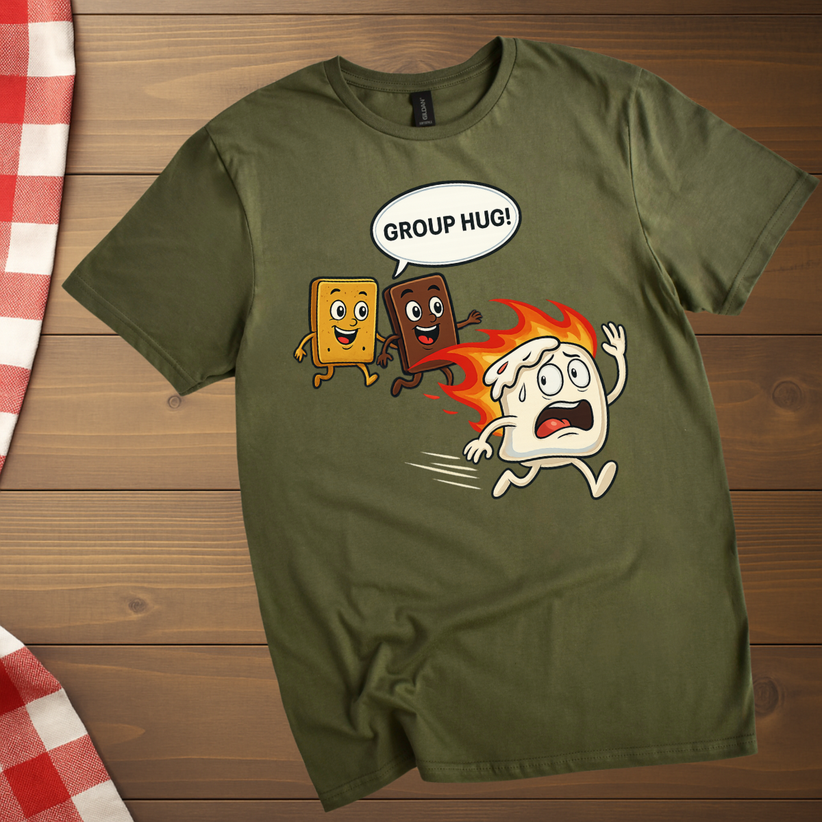 S'mores Camping funny marshmallow group hug T-Shirt