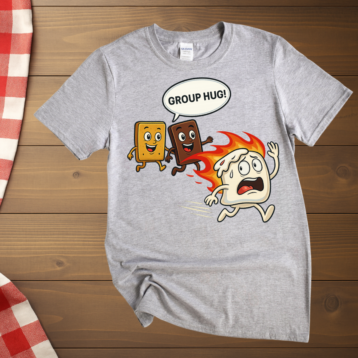 S'mores Camping funny marshmallow group hug T-Shirt