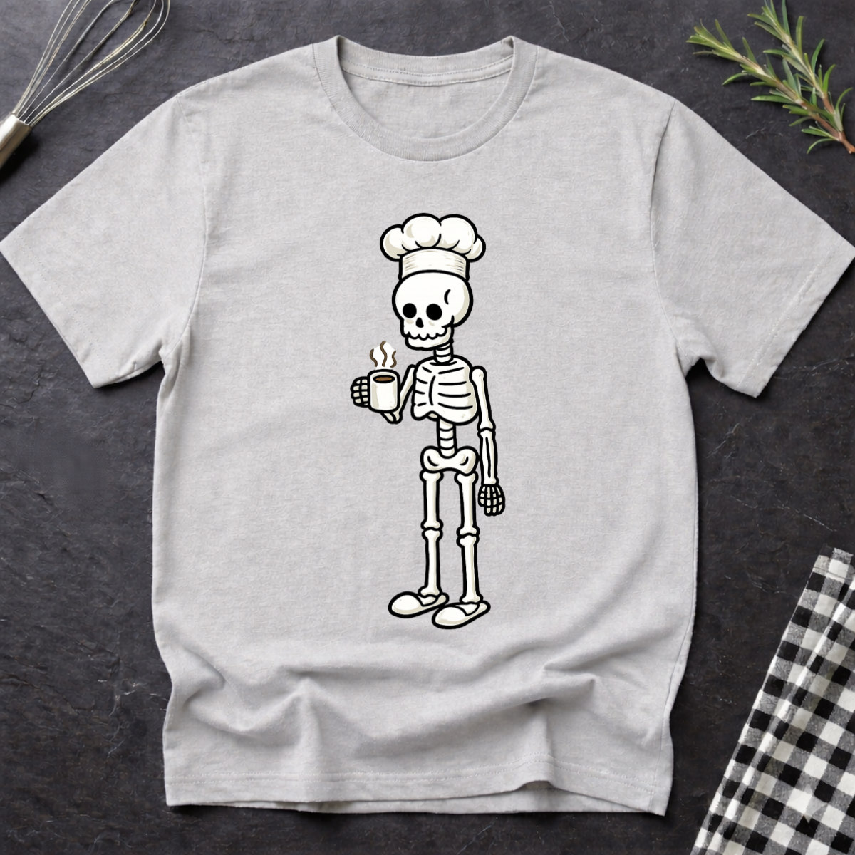 Coffee Addict Skeleton Chef T-Shirt