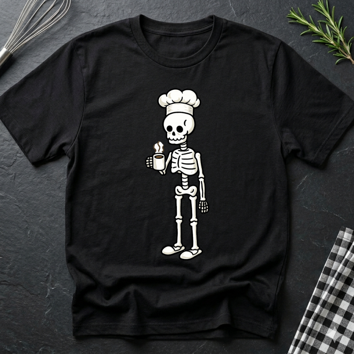 Coffee Addict Skeleton Chef T-Shirt