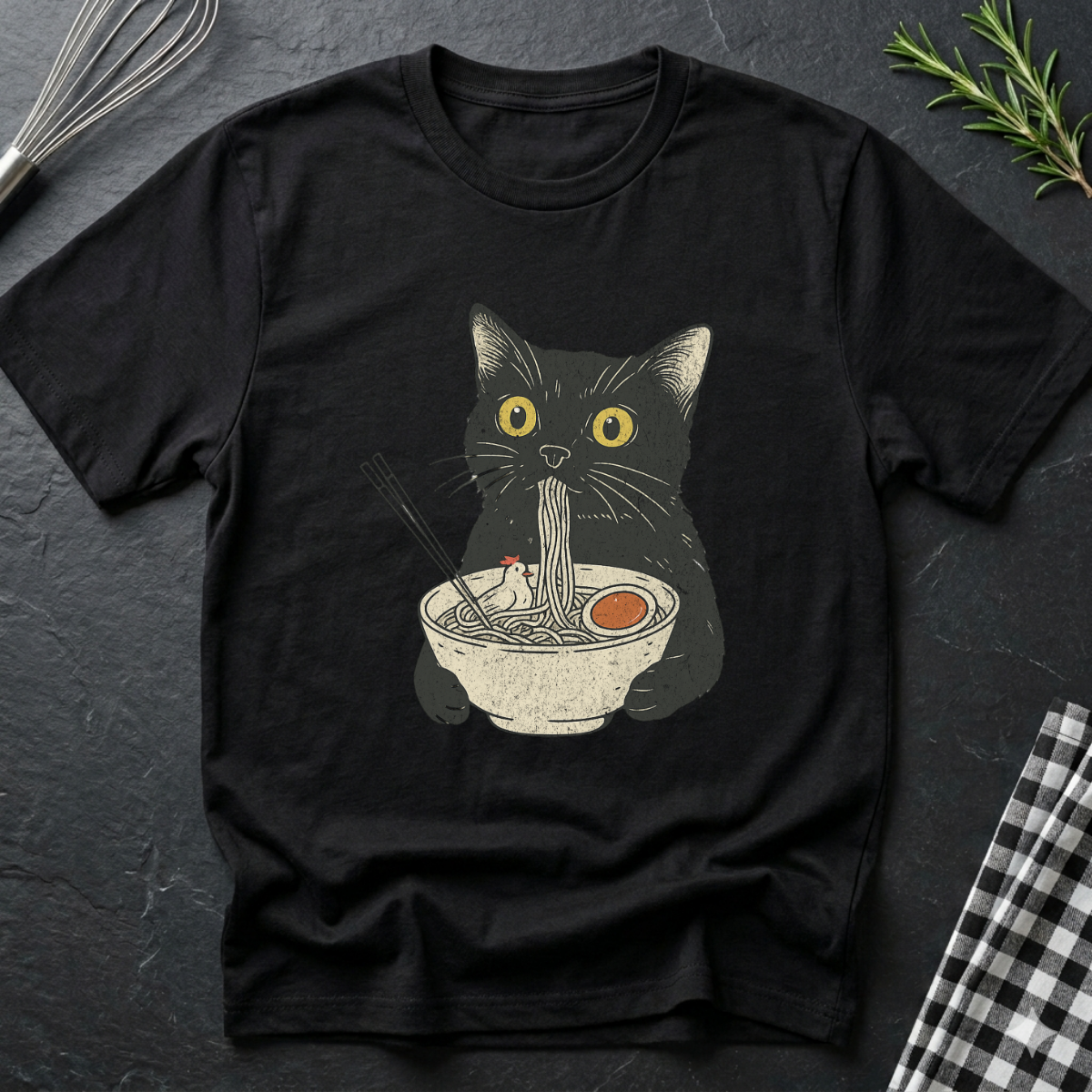 Ramen Meowster Black Cat T-Shirt