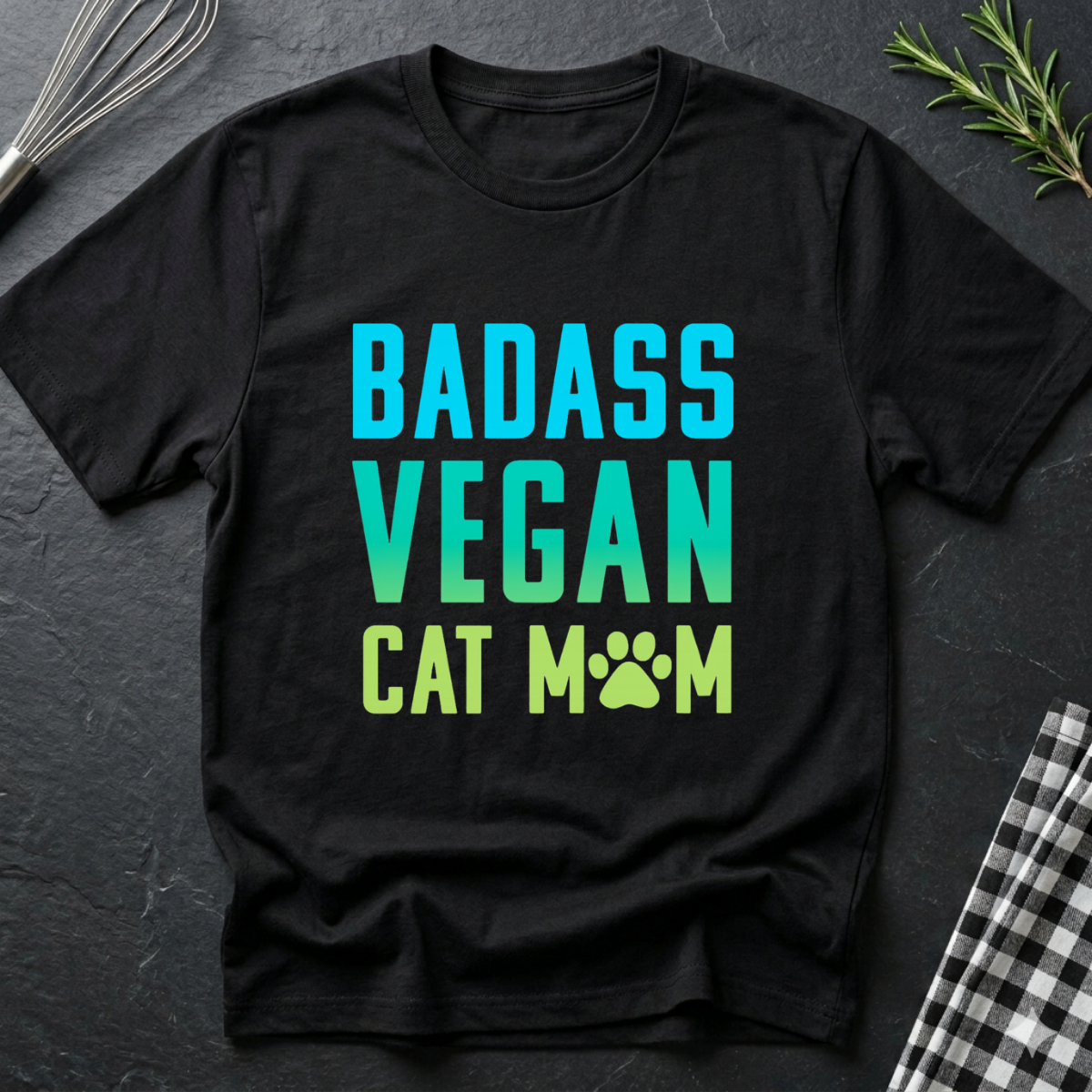 Badass Vegan Cat Mom T-Shirt