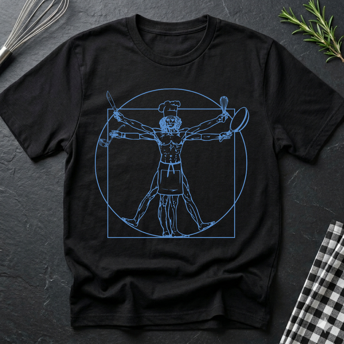 Funny Chef Vitruvian Man T-Shirt
