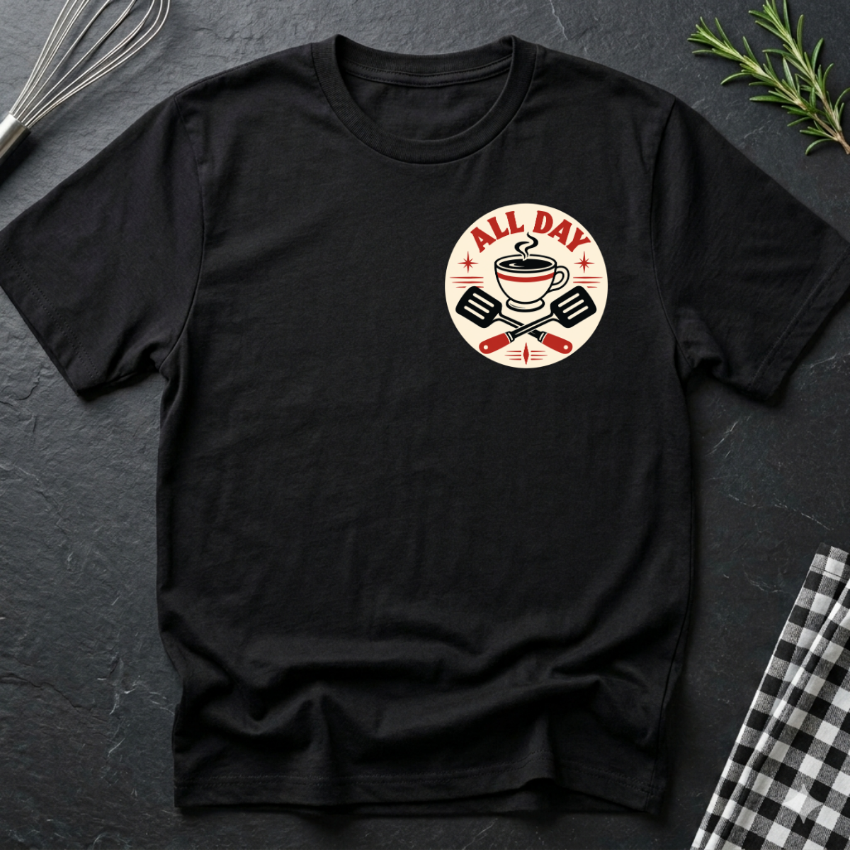 All Day Caffeinated Chef Emblem T-Shirt
