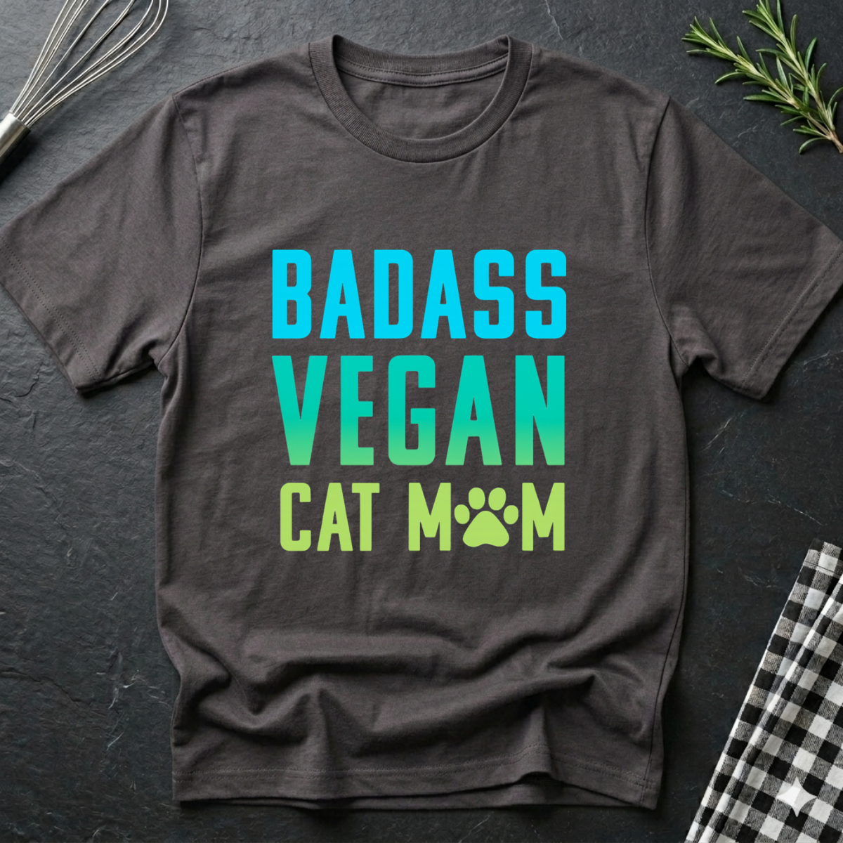 Badass Vegan Cat Mom T-Shirt