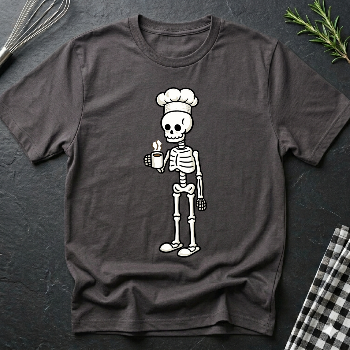 Coffee Addict Skeleton Chef T-Shirt