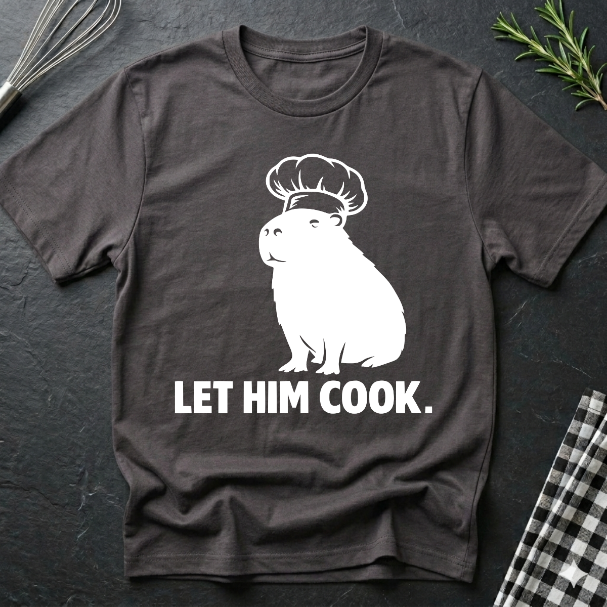 Let Him Cook Chef Capybara T-Shirt — Funny Animal Cooking Shirt