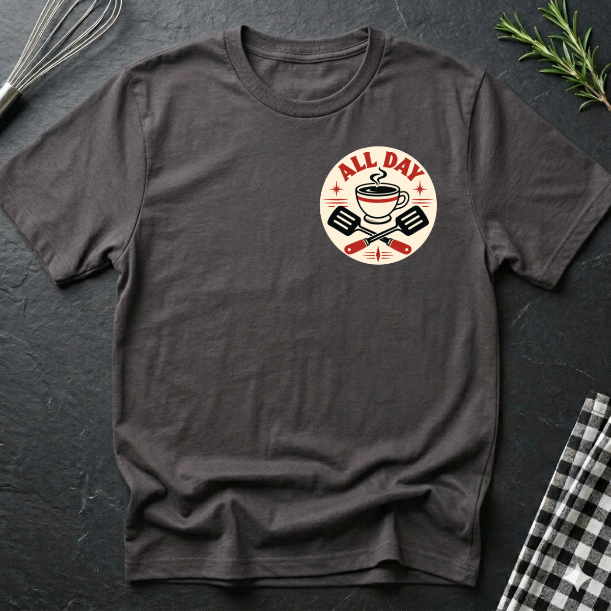 All Day Caffeinated Chef Emblem T-Shirt