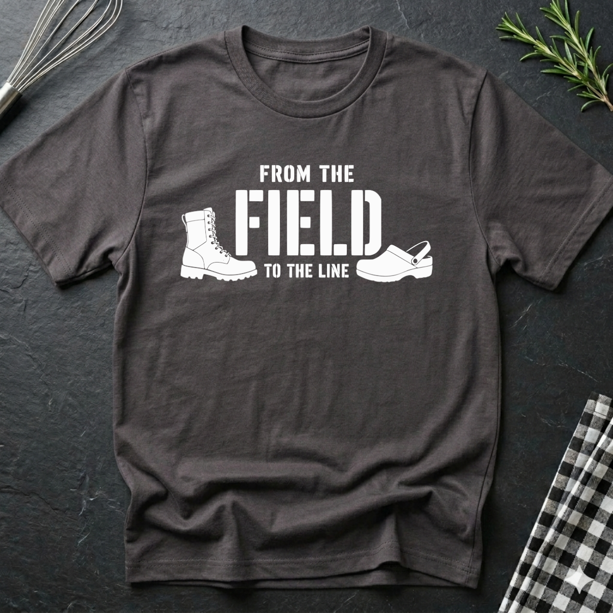 From the field to the line, Military to Chef T-Shirt