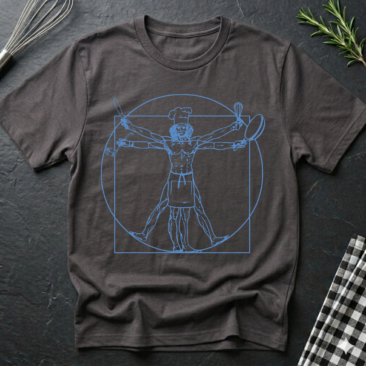 Funny Chef Vitruvian Man T-Shirt