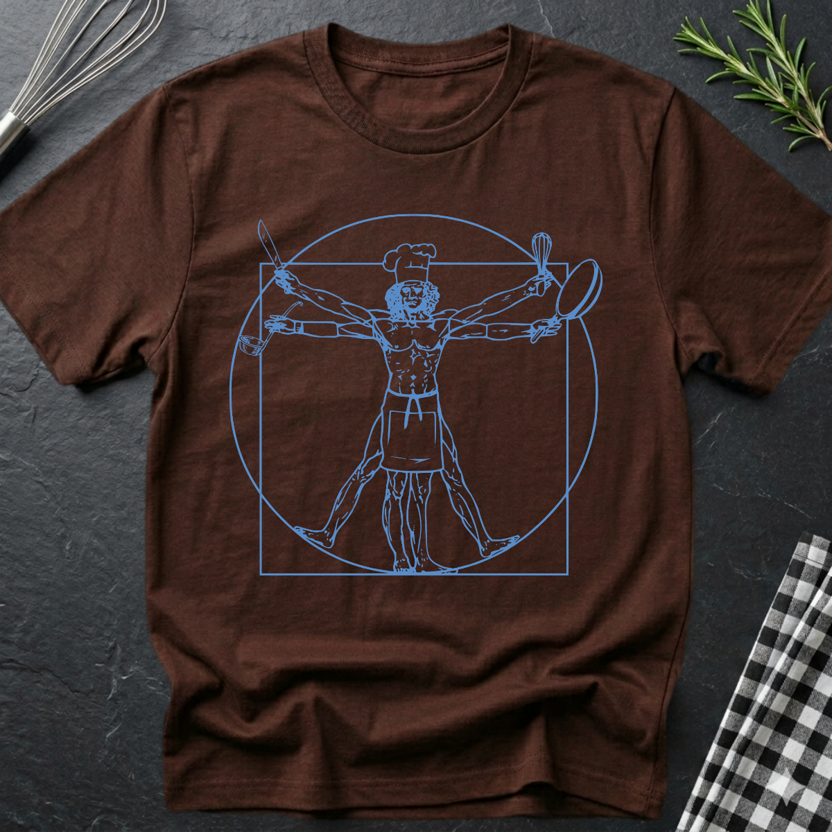 Funny Chef Vitruvian Man T-Shirt