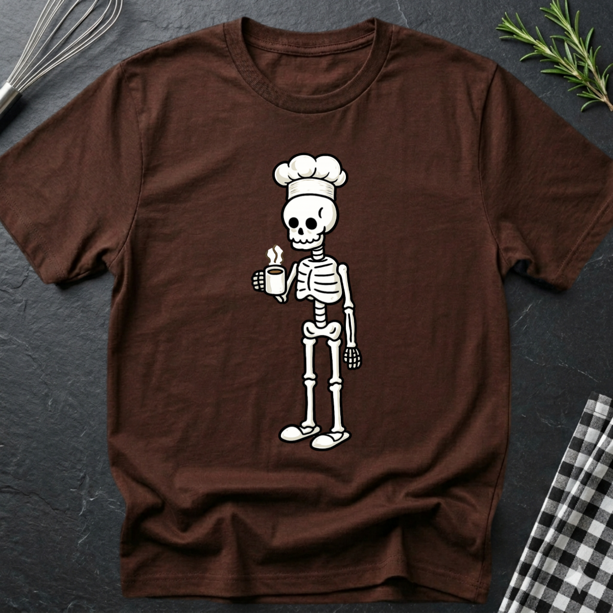 Coffee Addict Skeleton Chef T-Shirt