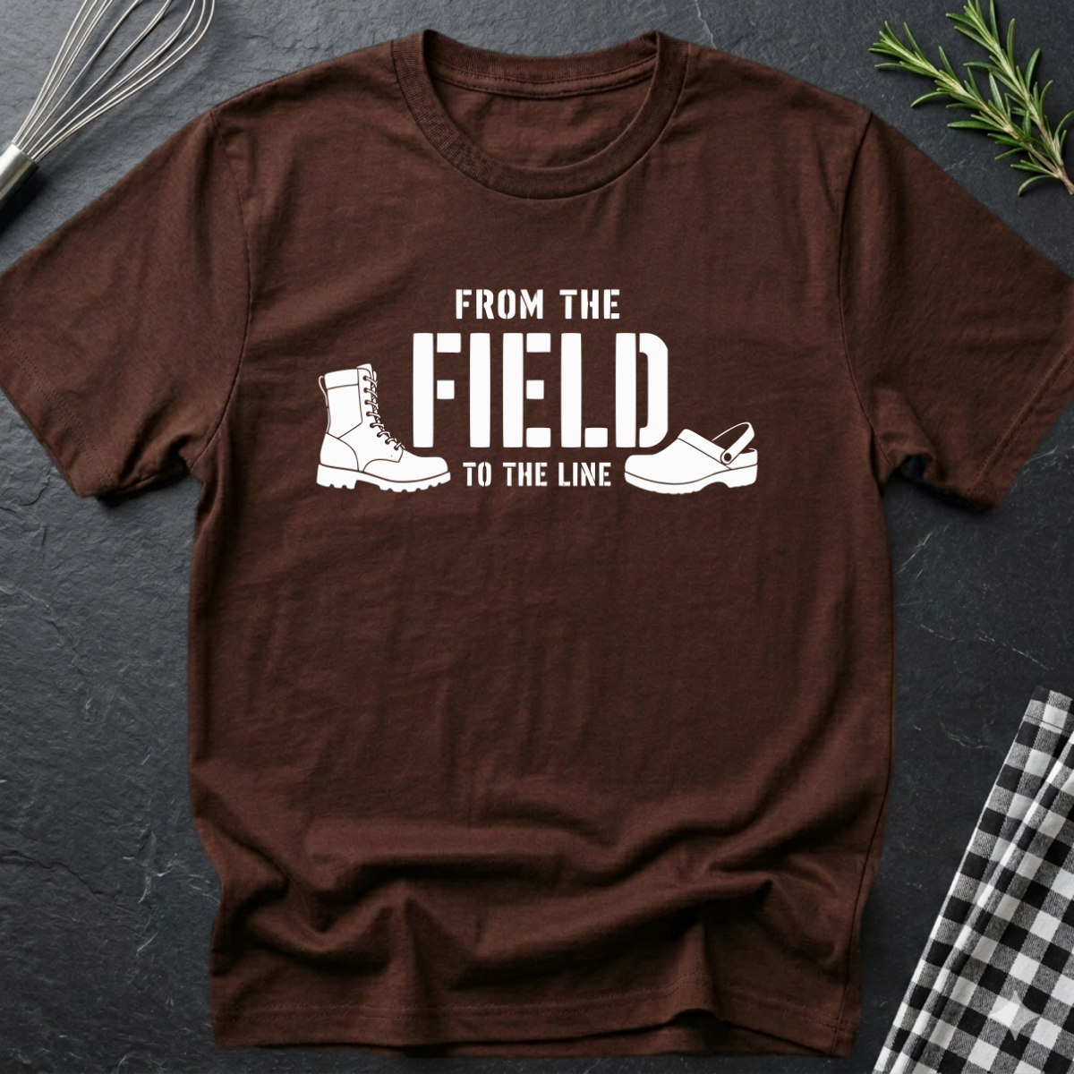From the field to the line, Military to Chef T-Shirt