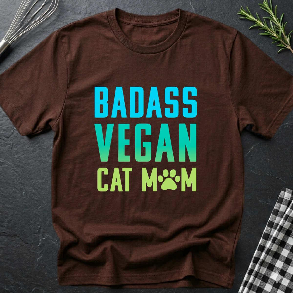 Badass Vegan Cat Mom T-Shirt