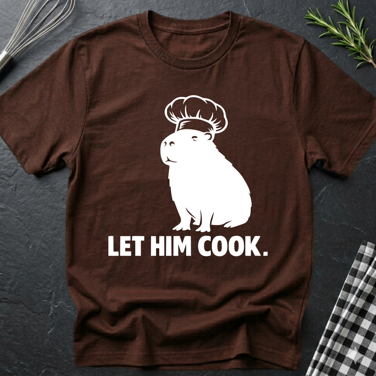 Let Him Cook Chef Capybara T-Shirt — Funny Animal Cooking Shirt