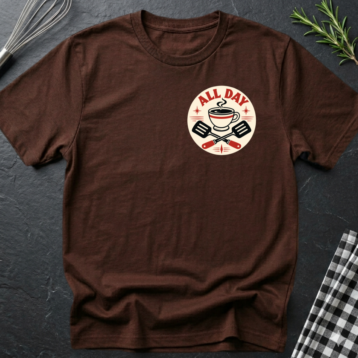 All Day Caffeinated Chef Emblem T-Shirt