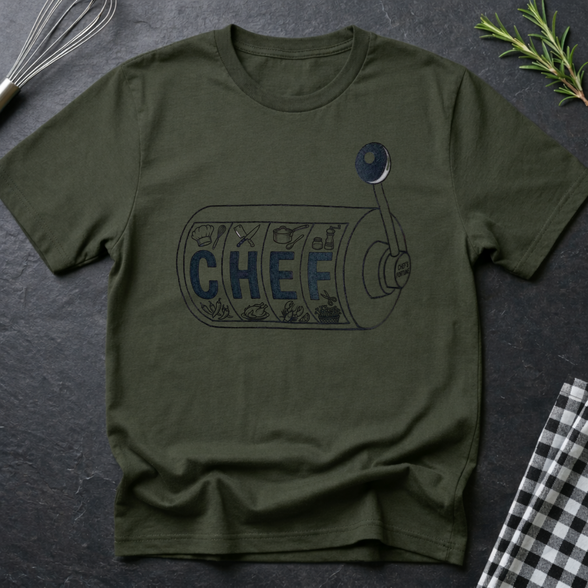 Chef Slot Machine T‑Shirt — Funny Casino Chef Graphic Tee