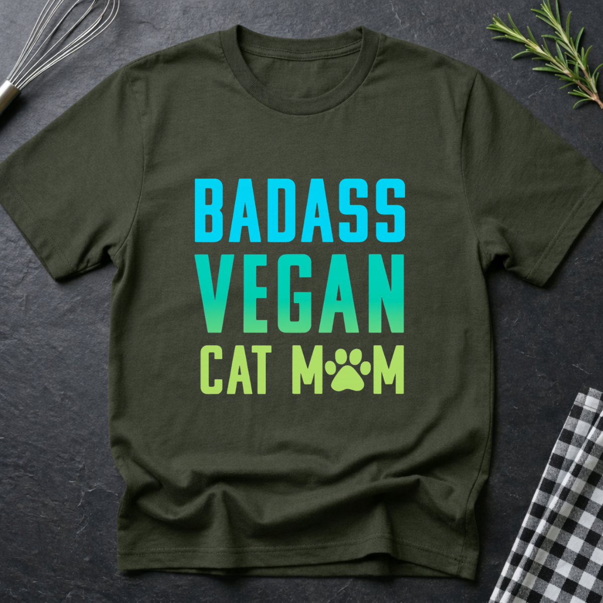 Badass Vegan Cat Mom T-Shirt