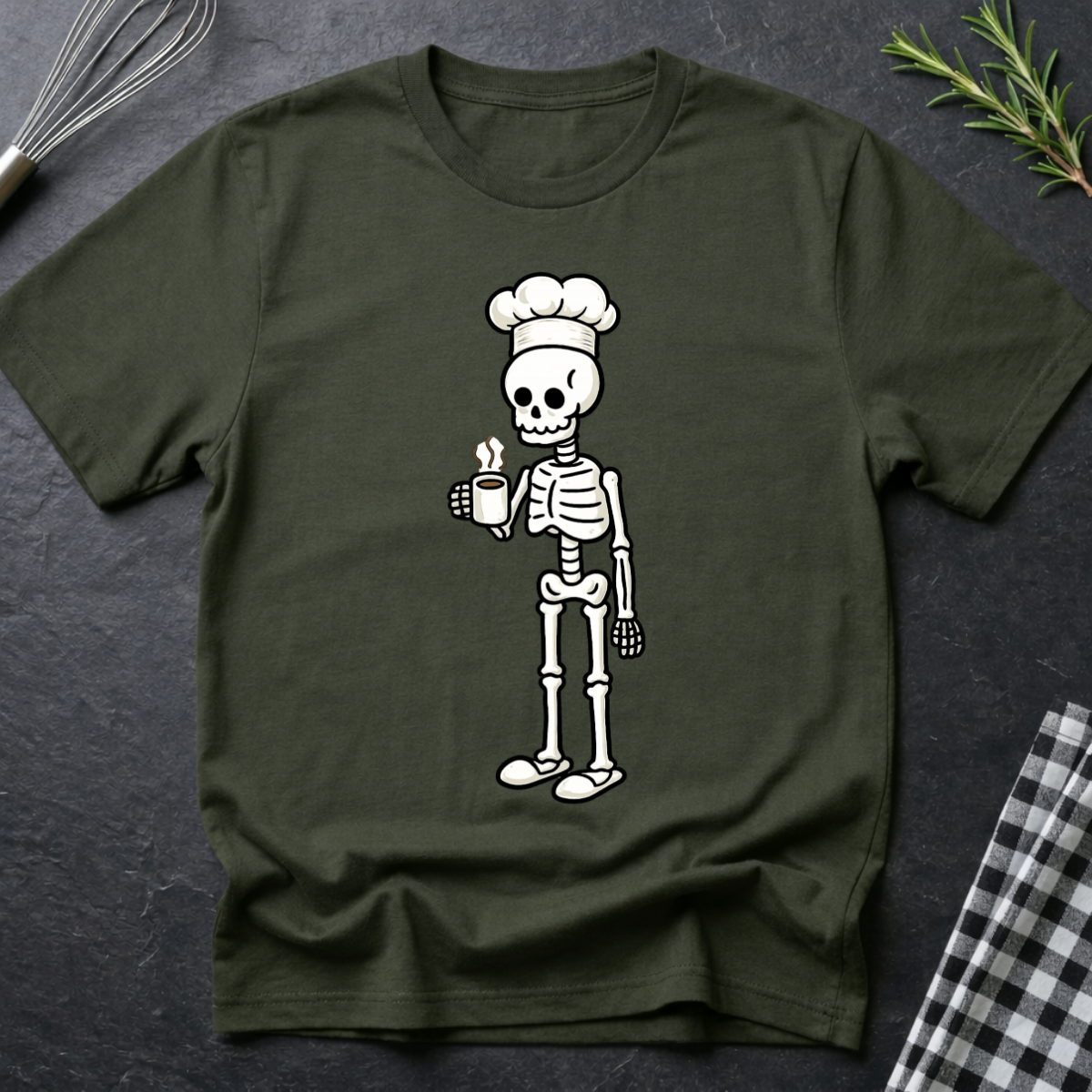 Coffee Addict Skeleton Chef T-Shirt
