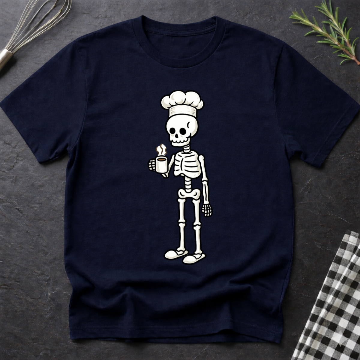 Coffee Addict Skeleton Chef T-Shirt