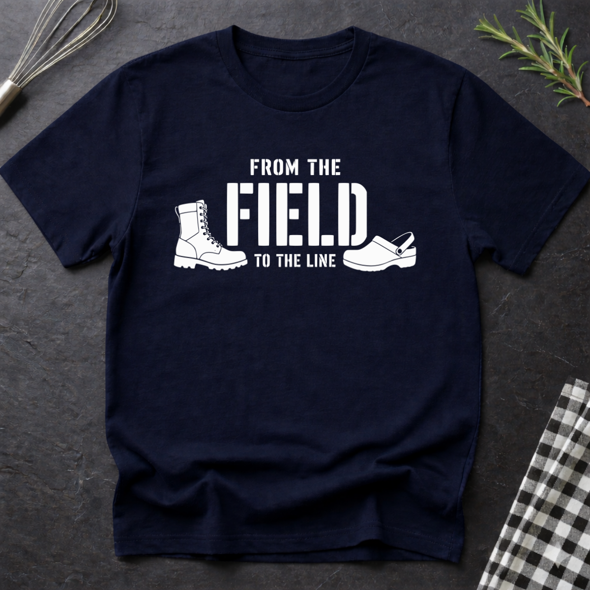 From the field to the line, Military to Chef T-Shirt