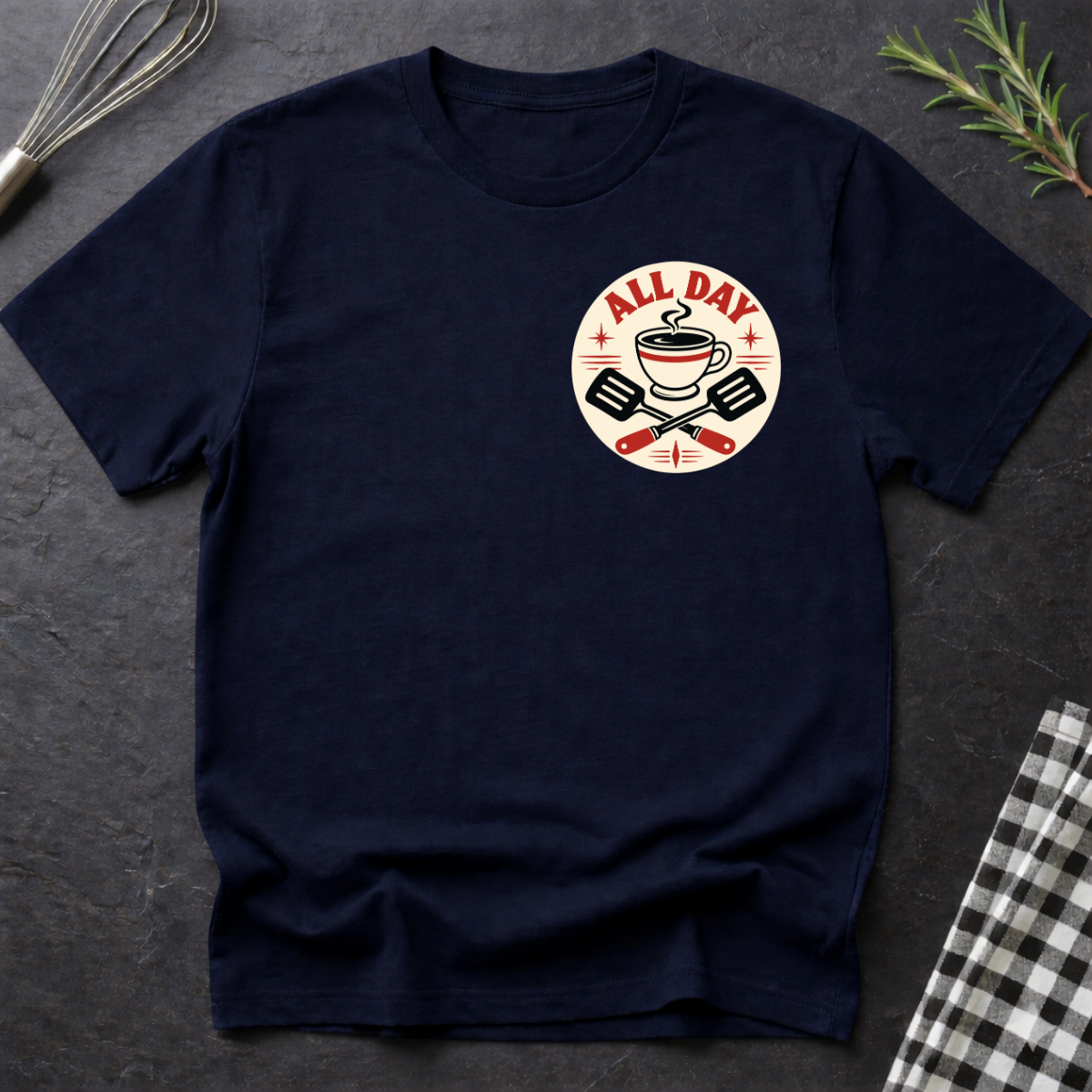 All Day Caffeinated Chef Emblem T-Shirt