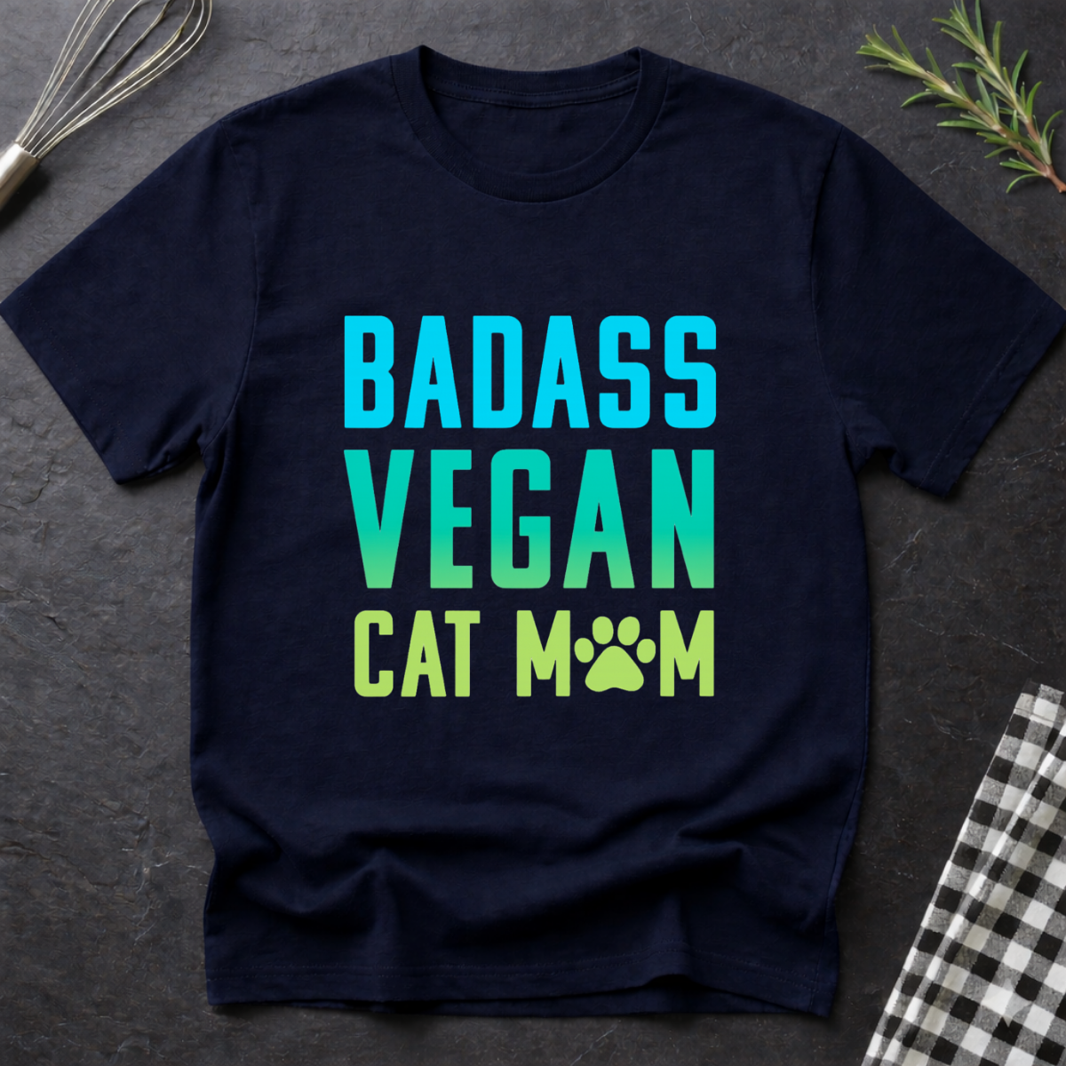 Badass Vegan Cat Mom T-Shirt