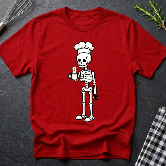 Coffee Addict Skeleton Chef T-Shirt
