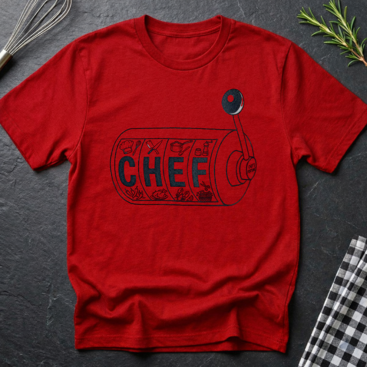 Chef Slot Machine T‑Shirt — Funny Casino Chef Graphic Tee