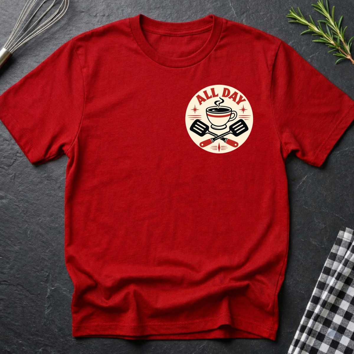 All Day Caffeinated Chef Emblem T-Shirt
