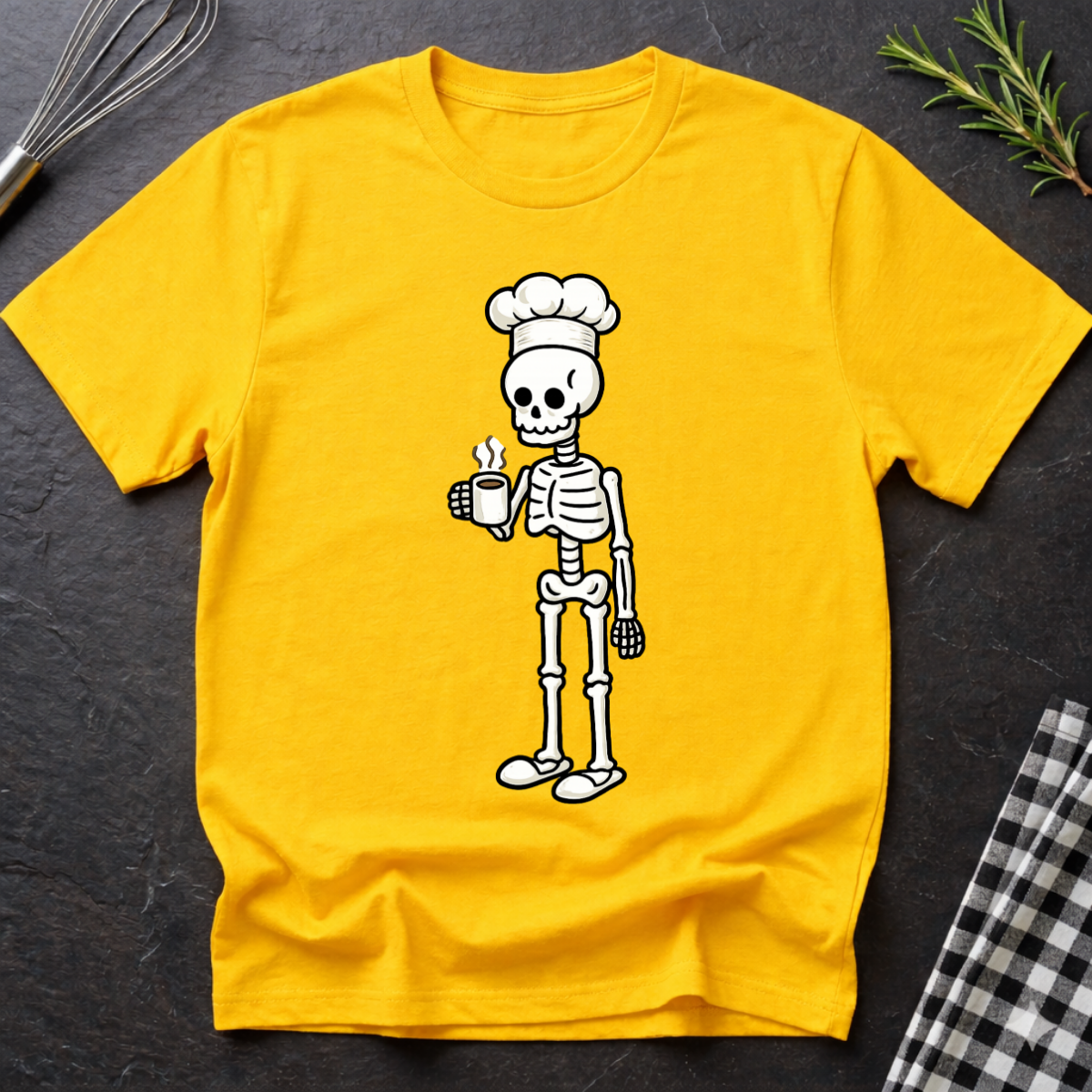 Coffee Addict Skeleton Chef T-Shirt