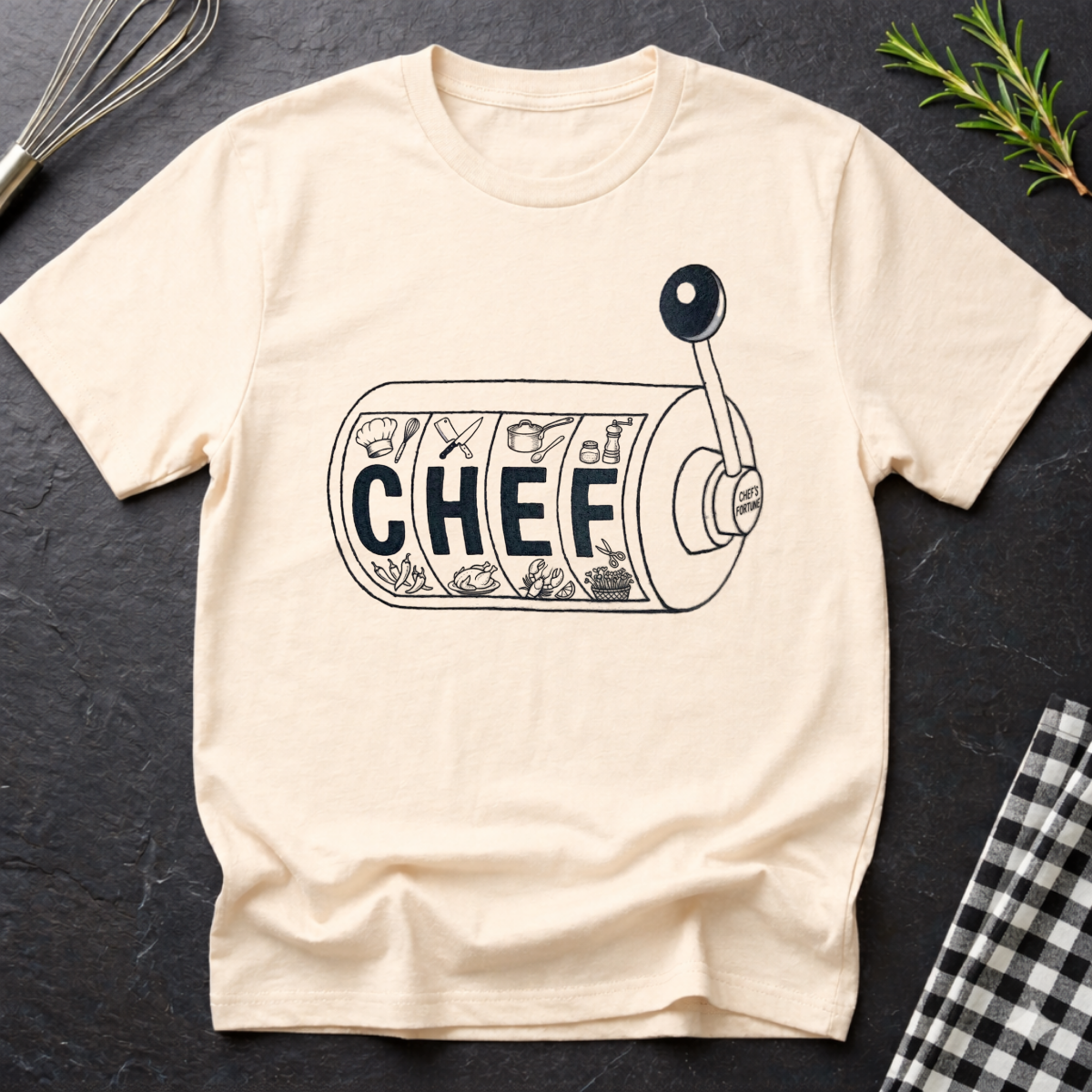 Chef Slot Machine T‑Shirt — Funny Casino Chef Graphic Tee