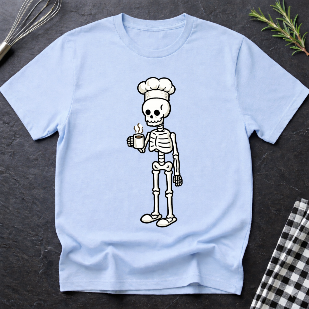 Coffee Addict Skeleton Chef T-Shirt